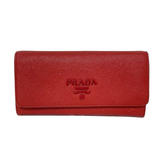 PRADA - Red Leather Long Wallet 131-071825 - Picture 1 of 11